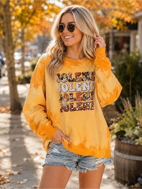 Hanes Yellow Tie-Dye "JOLENE" Graphic Sweatshirt - Women's